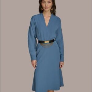 Elegant Blue V-Neck Dress